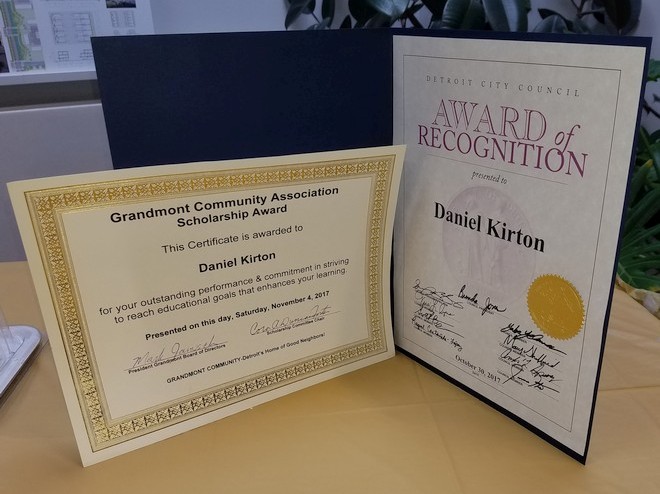 Daniel Kirton award certificates